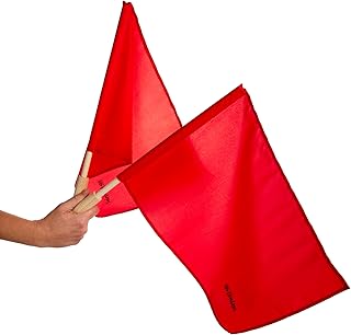 Tandem Sport Red Linesman Flags - Referee Flags with Wooden Handles - Set of 2 with Carrying Bag
