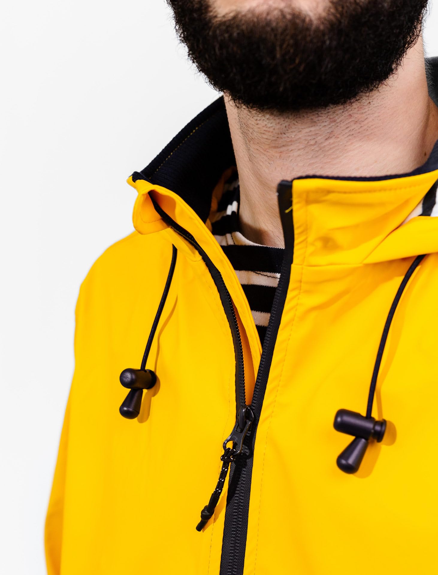 Breizh Ocean - Ciré Homme, du XS au 4XL, Création Française SARZEAU, Coutures Impermeables,Veste Imperméable Homme, Coupe Vent avec Doublure Rayée de Style Marinière