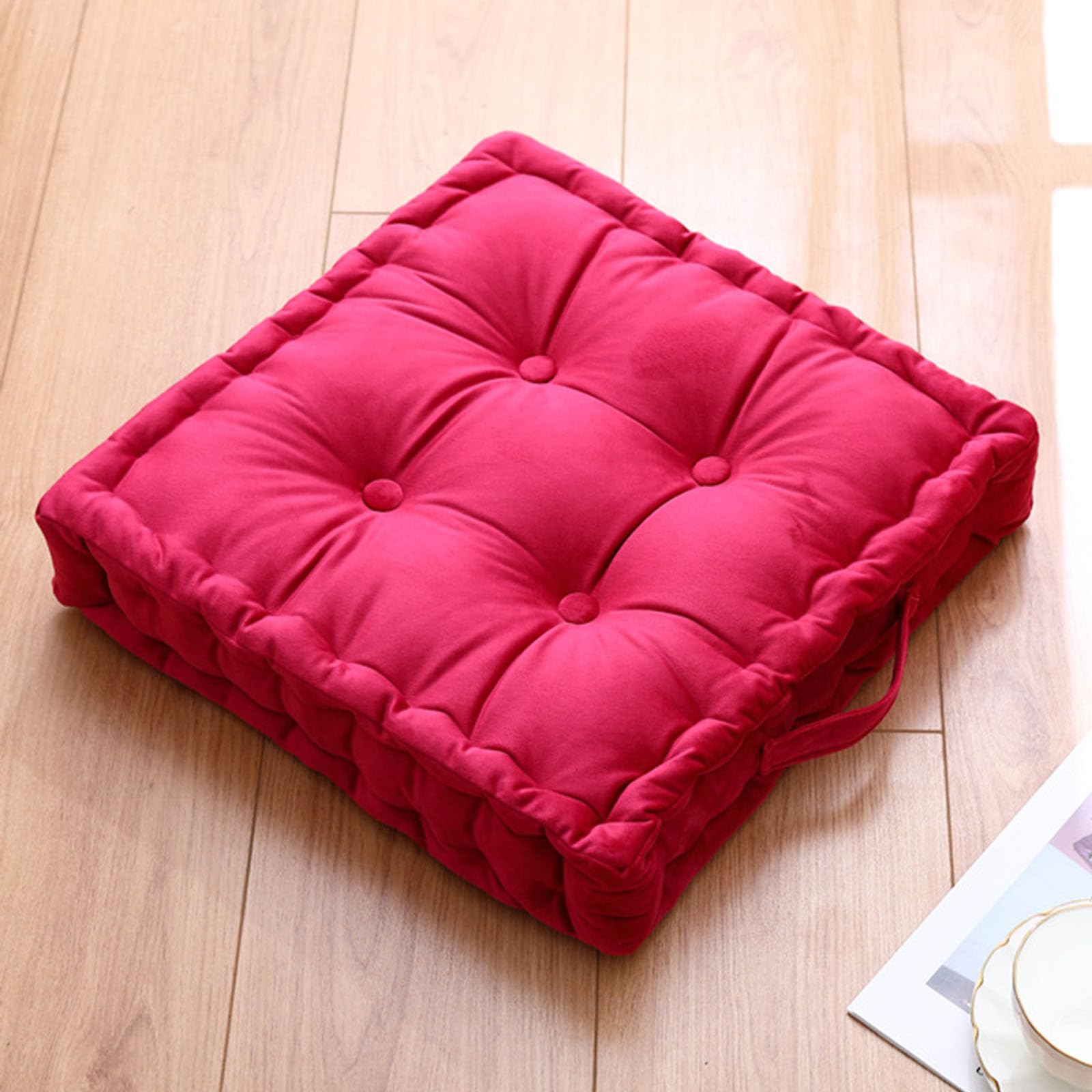 Cuscino Da Pavimento Rotondo In Velluto Olandese - Morbido E Comodo Per Yoga, Meditazione E Relax - Foto 3