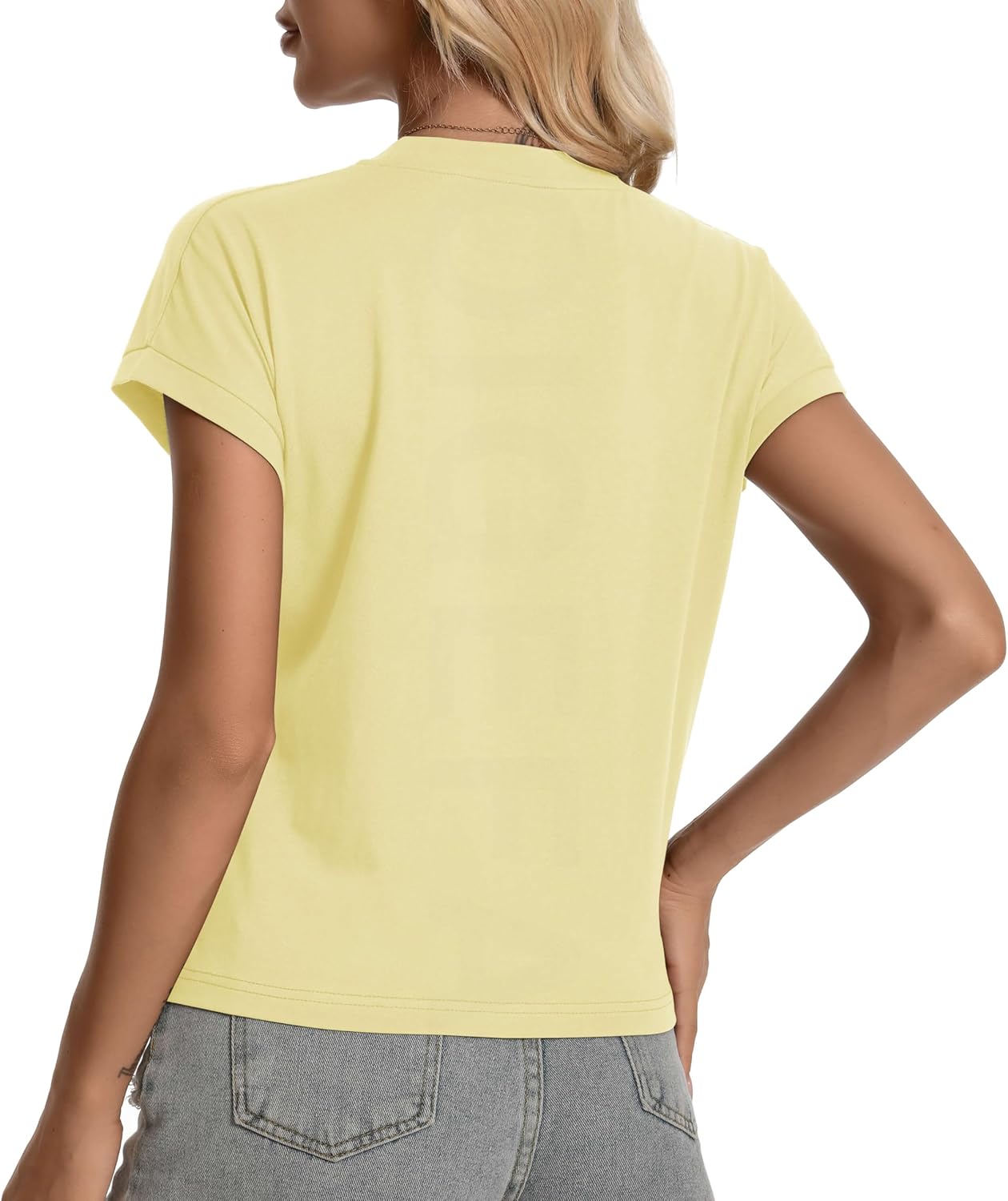 Womens Summer Tops, Cotton Crew Neck Cap Sleeve Loose Fit Shirts, Casual Trendy Lightweight Pullover Basic Tees - Image 3