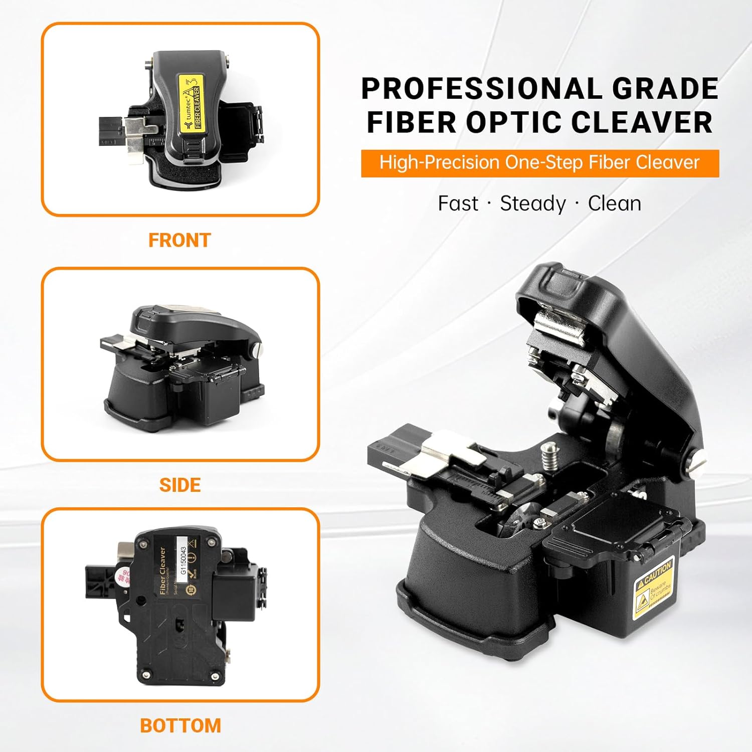 SENDUN 3C Professional Optical Fiber Cleaver with 24-Port Blade 50000 Cleaves, Automatic High Precision One-Step FTTH Fiber Optic Tools with 5 in 1 Fiber Holder & Scrap Collector Fiber Splicer Partner