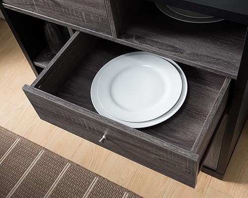 Miniatura 3 de ICE ARMOR ID99171958 - Armario de almacenamiento moderno de dos tonos con estante para vino y soporte para vidrio, acabado gris y negro, gris