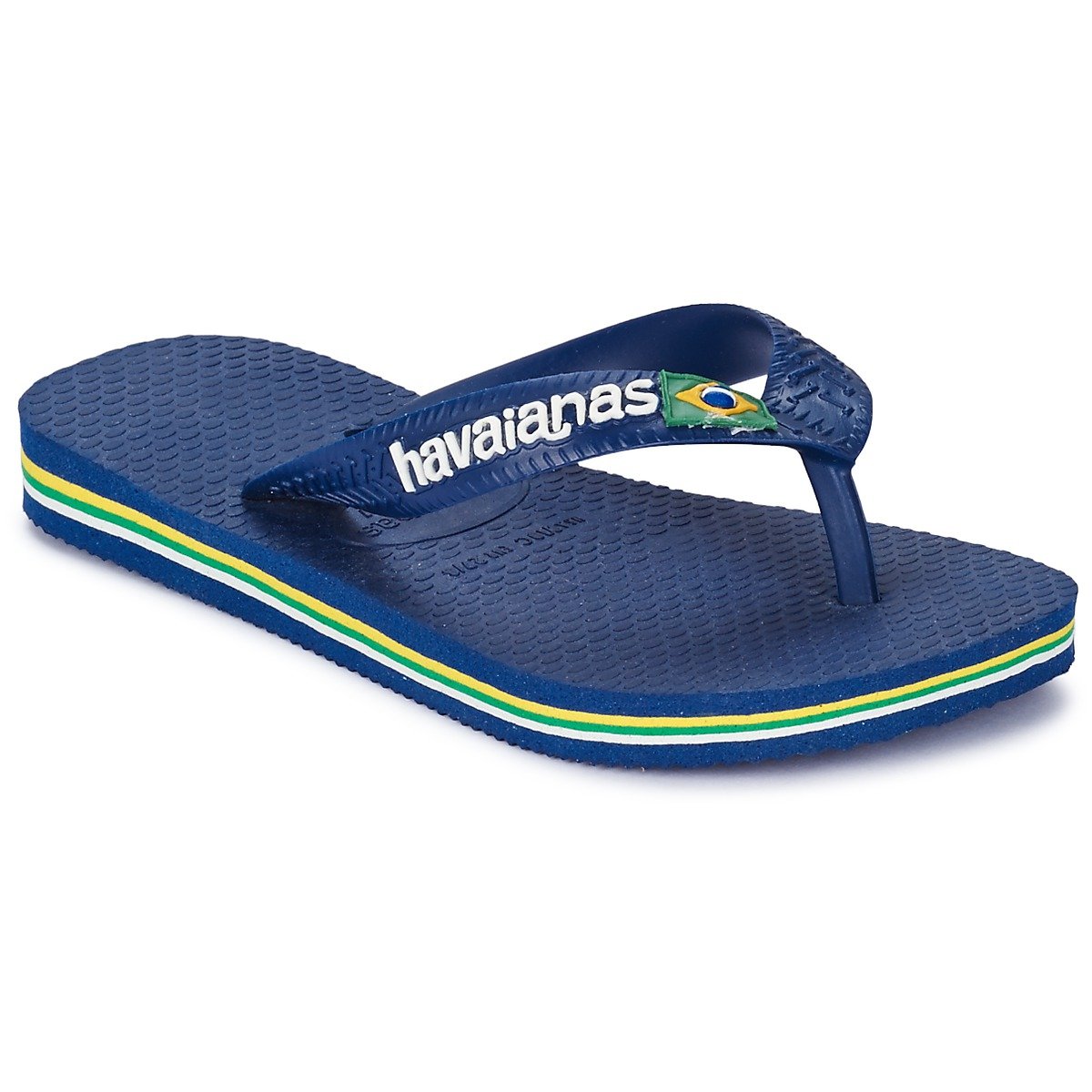 Havaianas Kids Brasil Logo Flip Flops, Navy Blue, 9 US Unisex Toddler