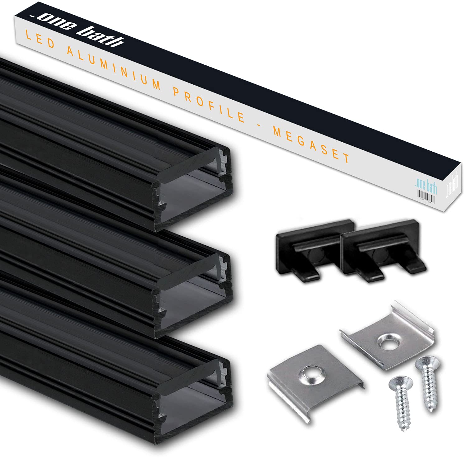 LED Aluprofil 2m am Stück I LED Alu Profile 3x2m Schwarz I Aluminiumprofil für LED Stripes I Lichtleiste I Aufputz I Innen- und Außenbereich