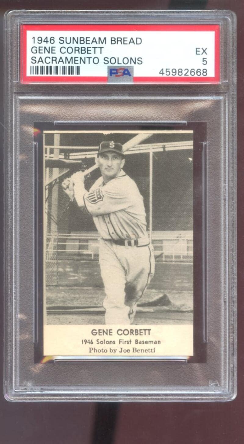 1946 Sunbeam Bread Gene Corbett PSA 5 Graded Baseball Card Sacramento Solons PCL Pacific Coast League