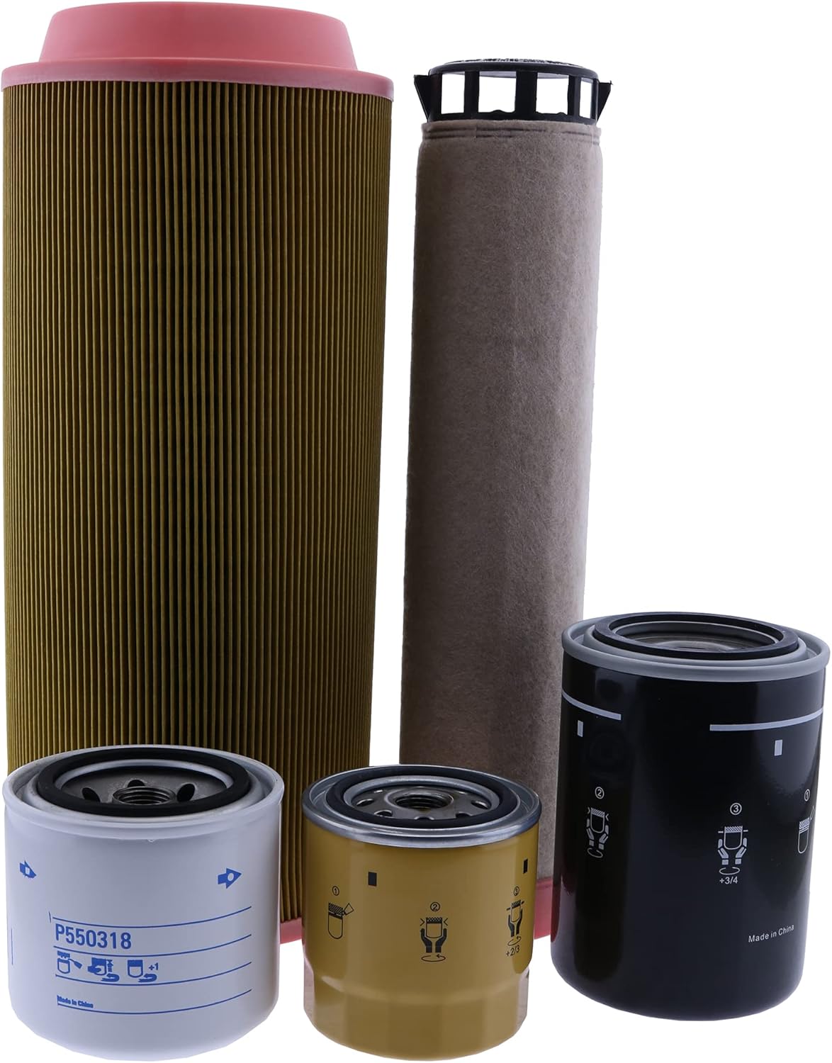 Solarhome Maintenance Filter Kit KHH1C0-32430 K1J301-43170 K16631-43560 1911113001 1911113002 Compatible with Takeuchi TL10 with Kubota V3800 Turbo Engine