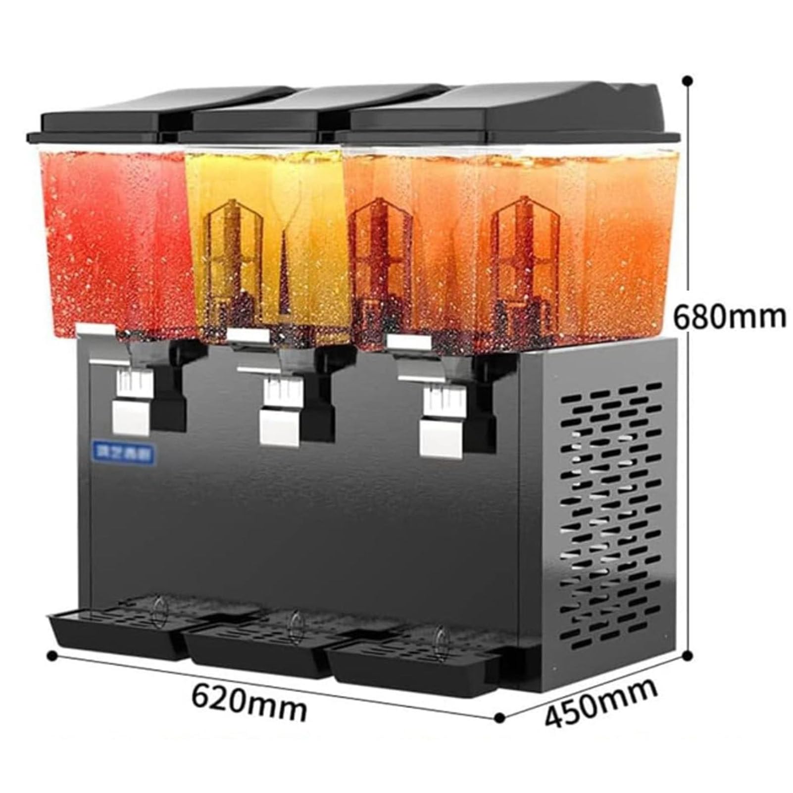 Distributore commerciale per bevande, in acciaio inox, resistente, per bevande fredde e succhi, per colazione, buffet e hotel, 3 scomparti, 16 litri ciascuno