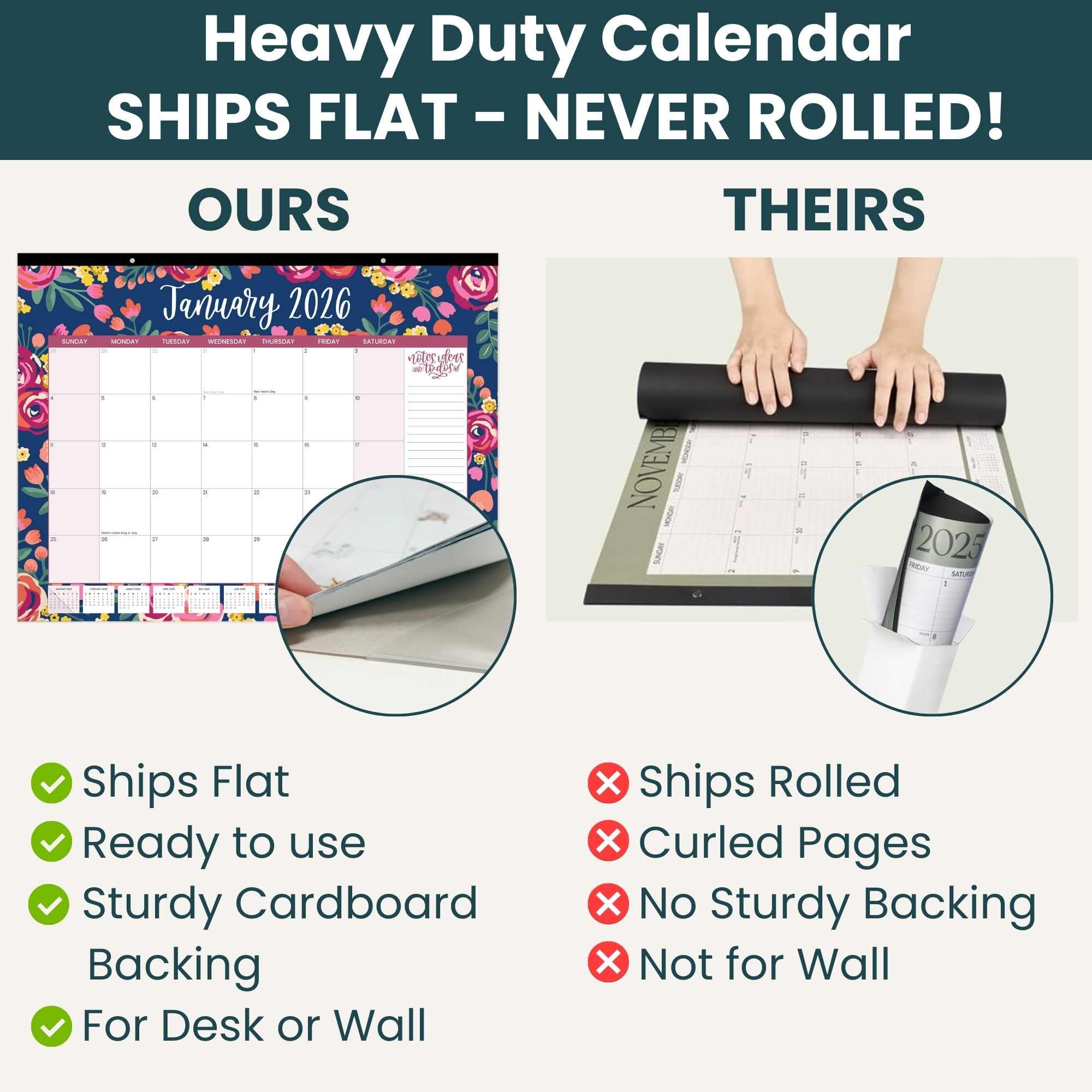 bloom daily planners 2026 Desk Calendar - January to December Large Wall Calendar - 21 x 16 Desktop & Hanging Monthly Planner with Stickers for Home or Office - Vintage Floral - Image 2