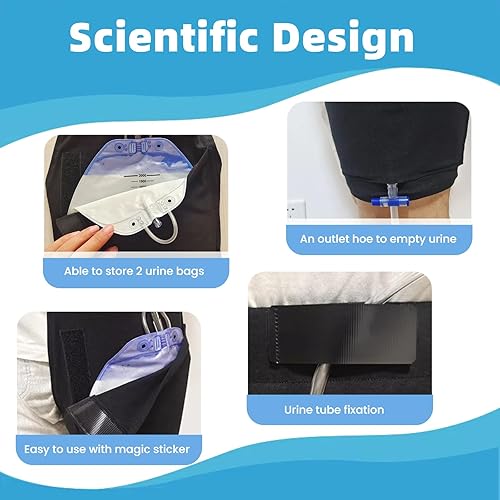 Miniatura 4 de WEEOATAR Funda unisex para catéter para pierna, bolsa de catéter, bolsa de nefrostomía para catéteres Foley, nefrostomía, suprapúbicos y biliares