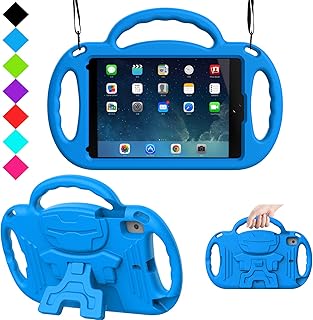 Kids Case for iPad Mini 1/2/3/4/5, iPad 7.9 Generation Case, iPad Mini Shockproof Protective Kids Case with Handle Shoulder Strap and Kickstand for iPad Mini 1st/2nd/3rd/4th/5th Generation, Blue