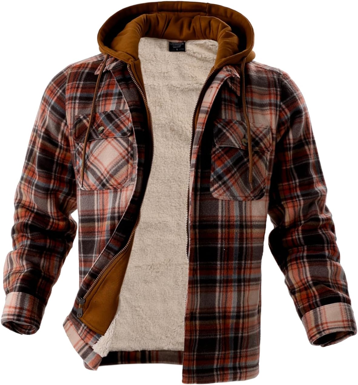 LeeHanTon Men's Heavyweight Full-Zip Fleece Lined Hoodie with Pockets Winter Coat Warm Casual Jacket