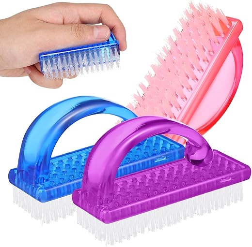 3Pcs Nail Cleaning Brush Dust Cleaner Brush Fingernail Scrub Brush Manicure Finger Scrubber Brush Hand Foot Cleaning Brush Hand Washing Nail Brush Plastic Handle Gel
