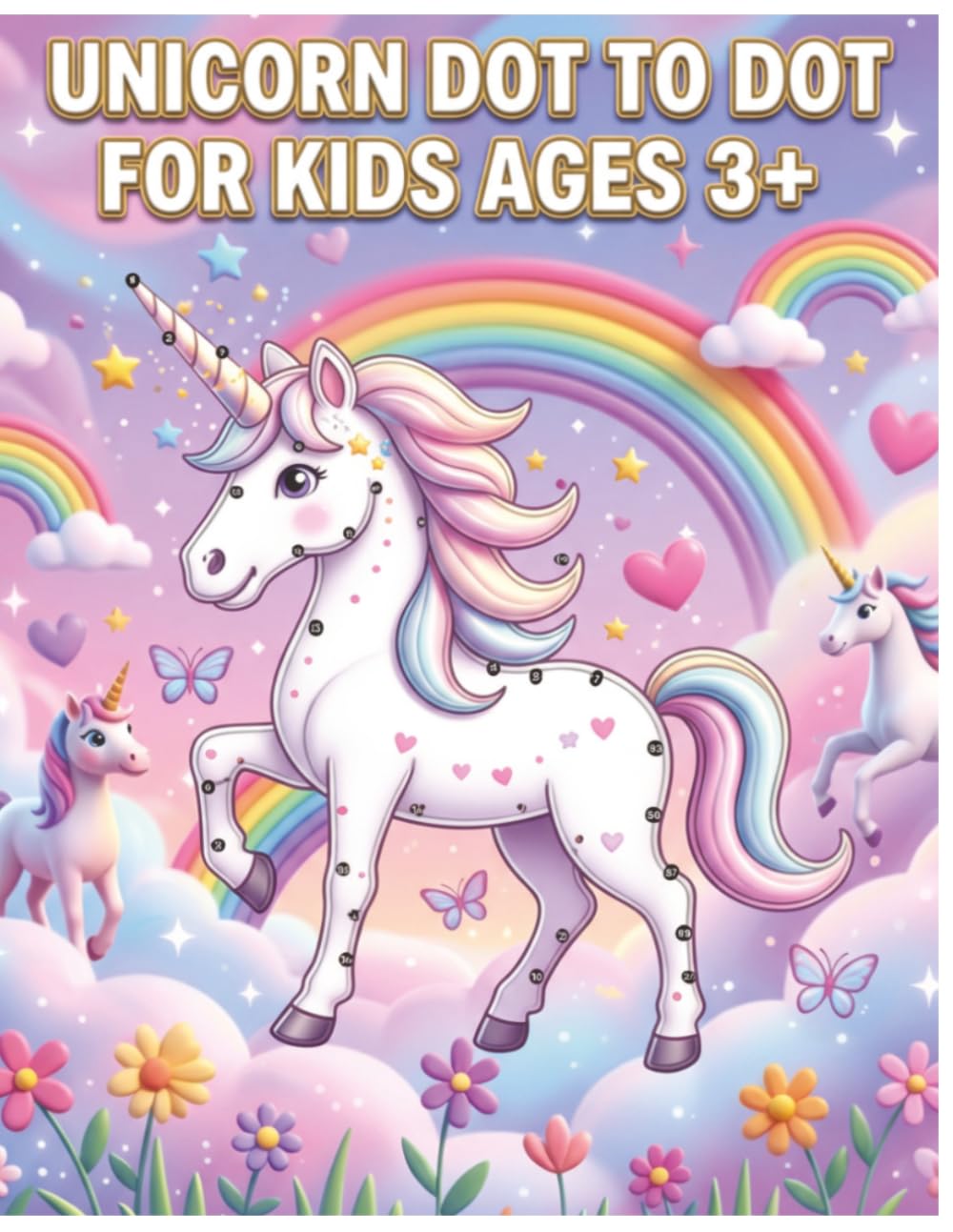 Unicorn Dot To Dot for Kids Ages +3: Connect the Dots Activity Book with Cute Unicorn and Rainbows for Toddlers and Preschoolers