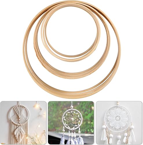 Miniatura 2 de Beavorty 12 piezas de madera de bambú floral para macramé, decoración de Navidad, boda, corona de Navidad, atrapasueños y manualidades para colgar