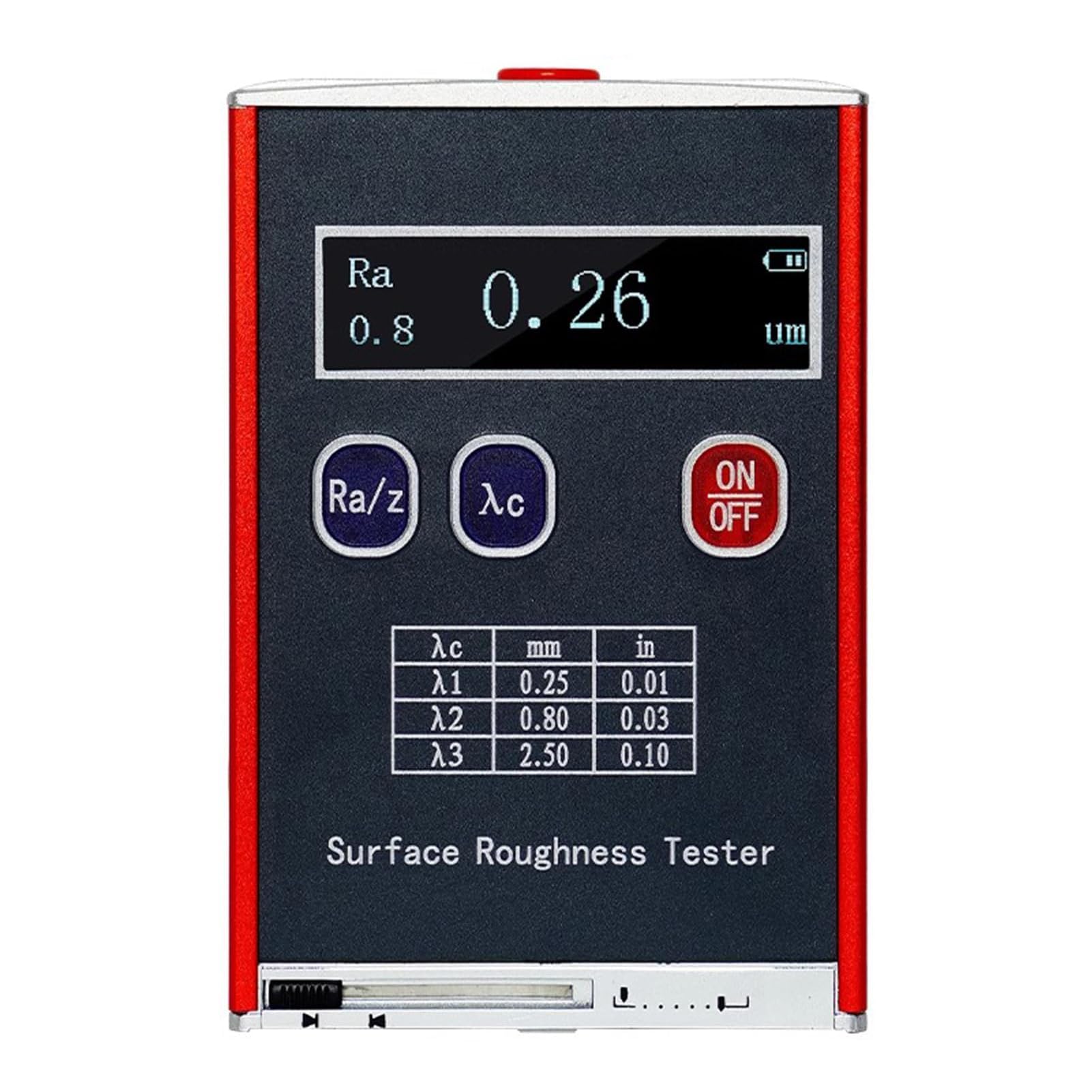 Oberflächenrauheitsprüfer, Multi-Parameter-Messgerät mit hoher Genauigkeit 0,01μm, Messbereich Ra 0,05-15,0μm, Rz 0,1-50,0μm, inklusive Kalibrierblock