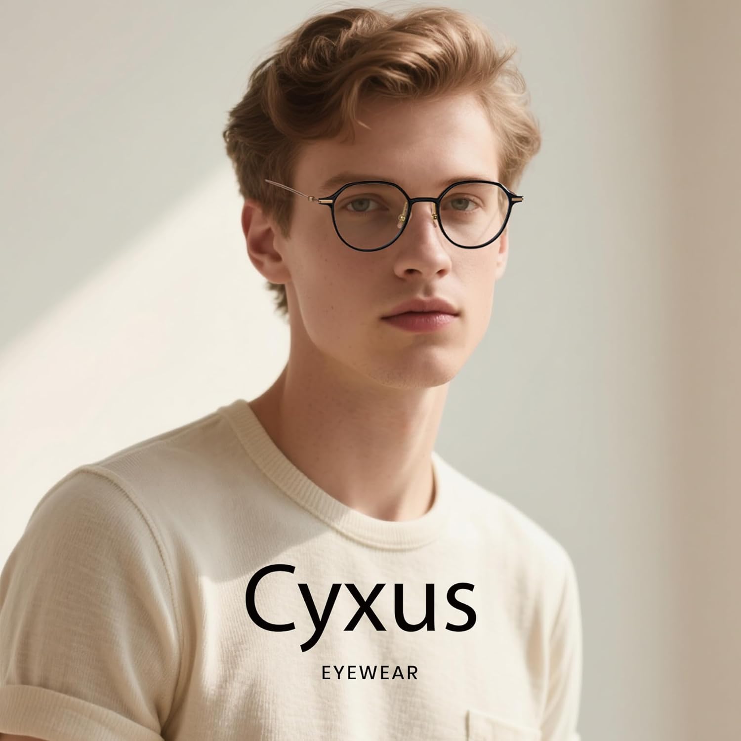 Cyxus Titanium Round Blue Light Blocking Glasses Men Women Computer Gaming Glasses UV400 glasses 8254