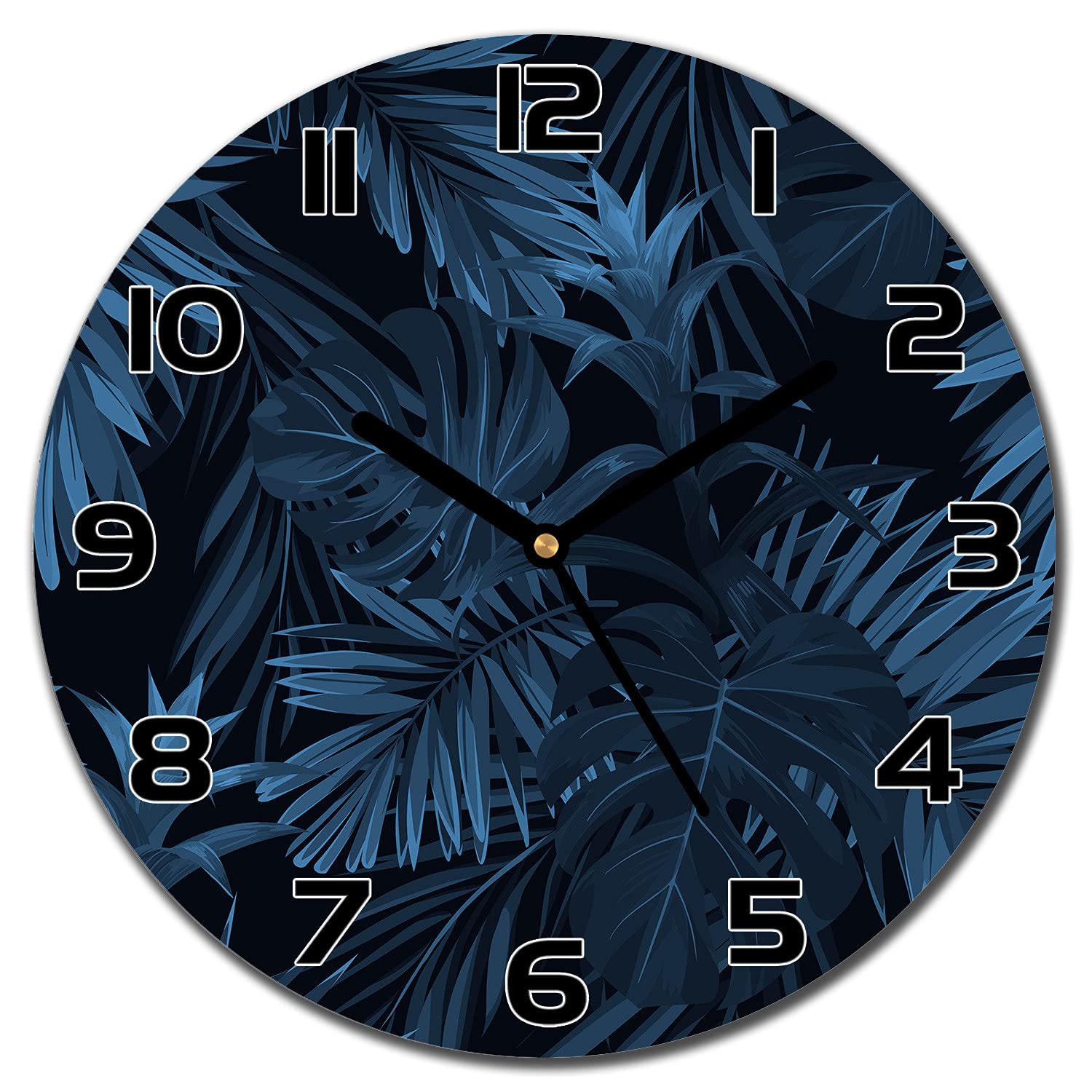 Horloge en verre moderne Coloray 30 cm avec aiguilles noires pour cuisine et salon