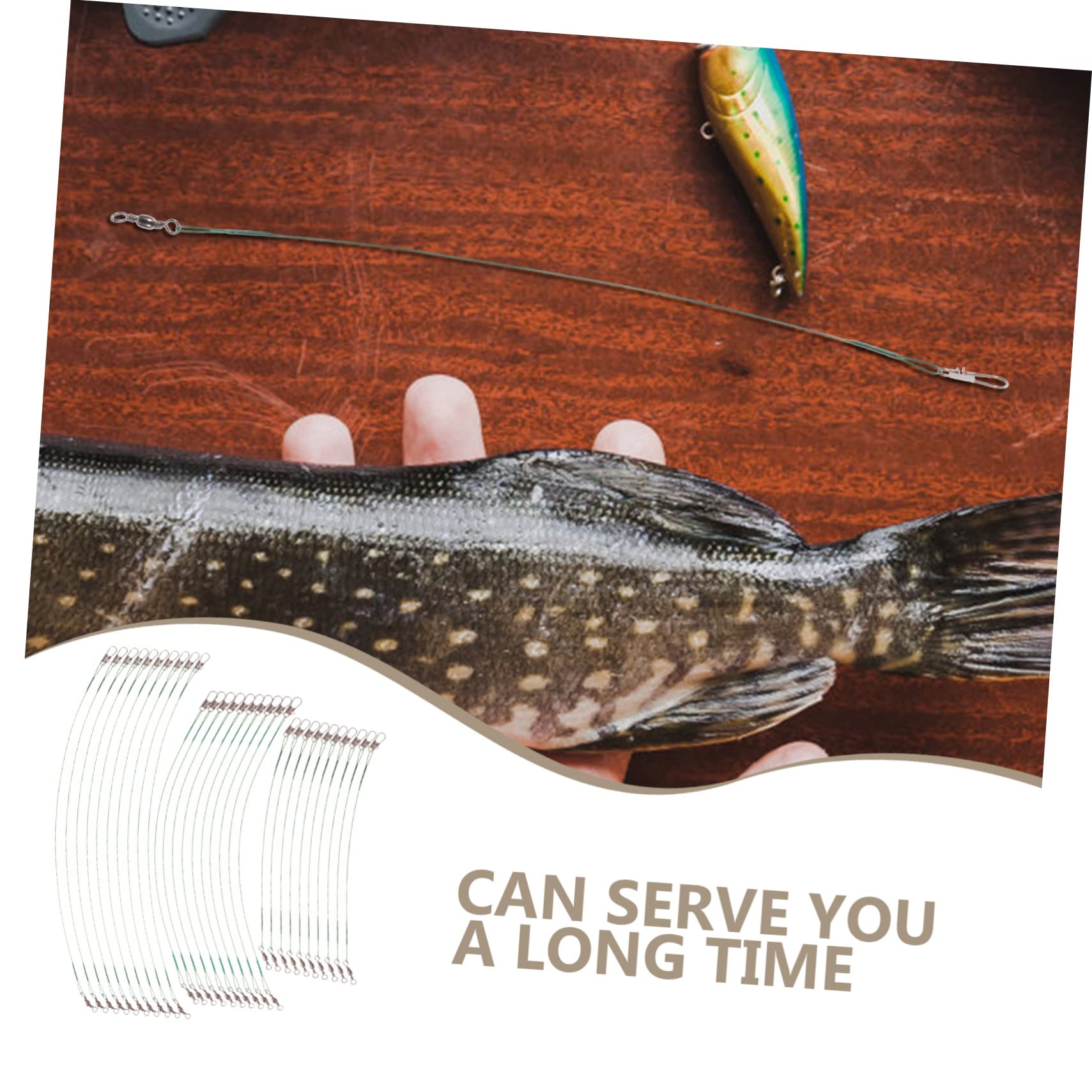 BESPORTBLE 2sets Fishing Wire Leaders Swivels Snap Pike Wire Leaders for Crankbaits Heavy Duty Fishing Line 30pcs*2