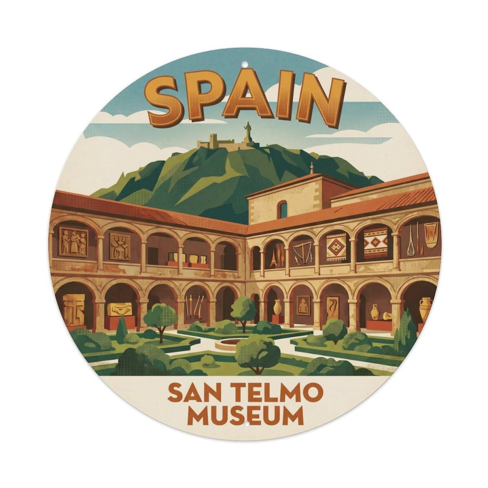 San Sebastian San Telmo Museum Spain Landmark Travel Metal Tin Sign
