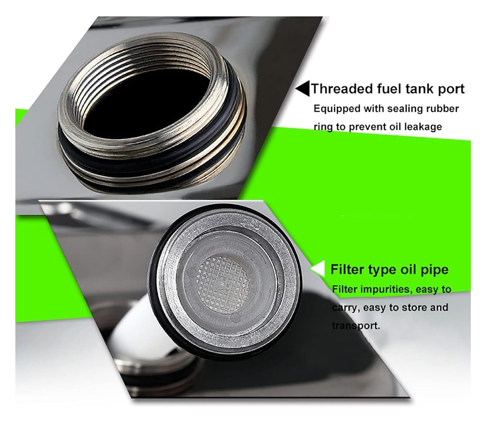 Tanica in acciaio inox 304 – Serbatoio carburante portatile per benzina e olio – Include supporto per lattina