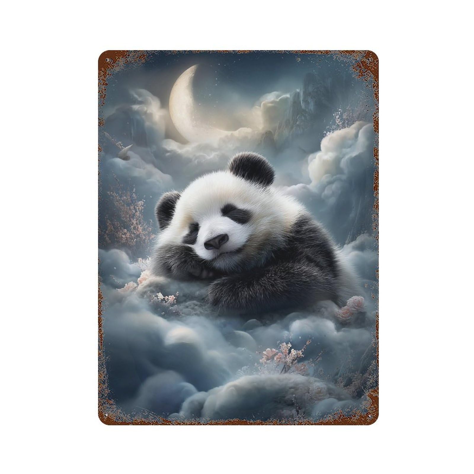 Sleeping Panda in Clouds -4 Vintage Rust Metal Sign 15.7"x11.8", for Basement, Hobby Room And Garage Decor, Farmhouse Wall Decor