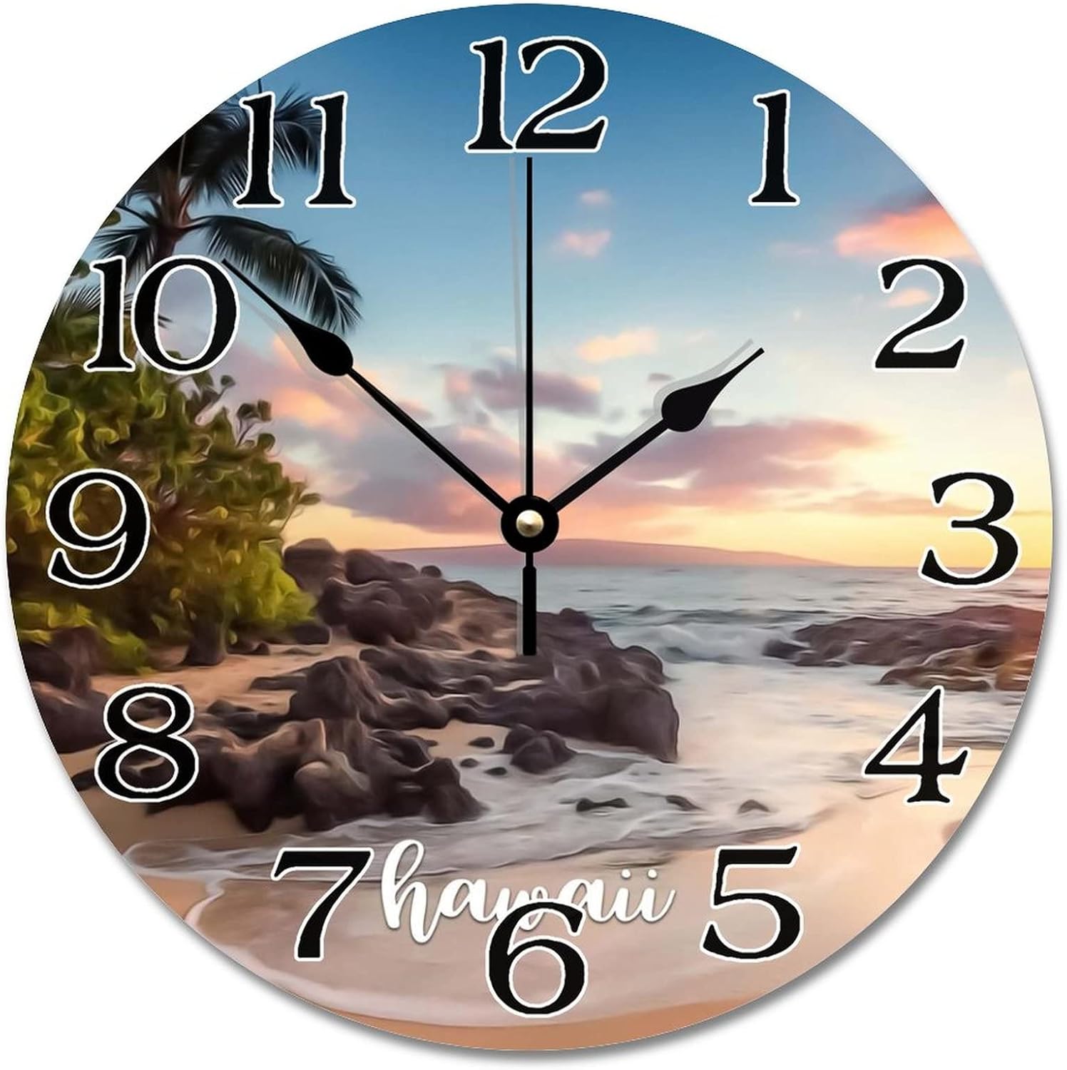 Guangpat Hawaii USA Scenery Wall Clock Hawaii Beach Travel