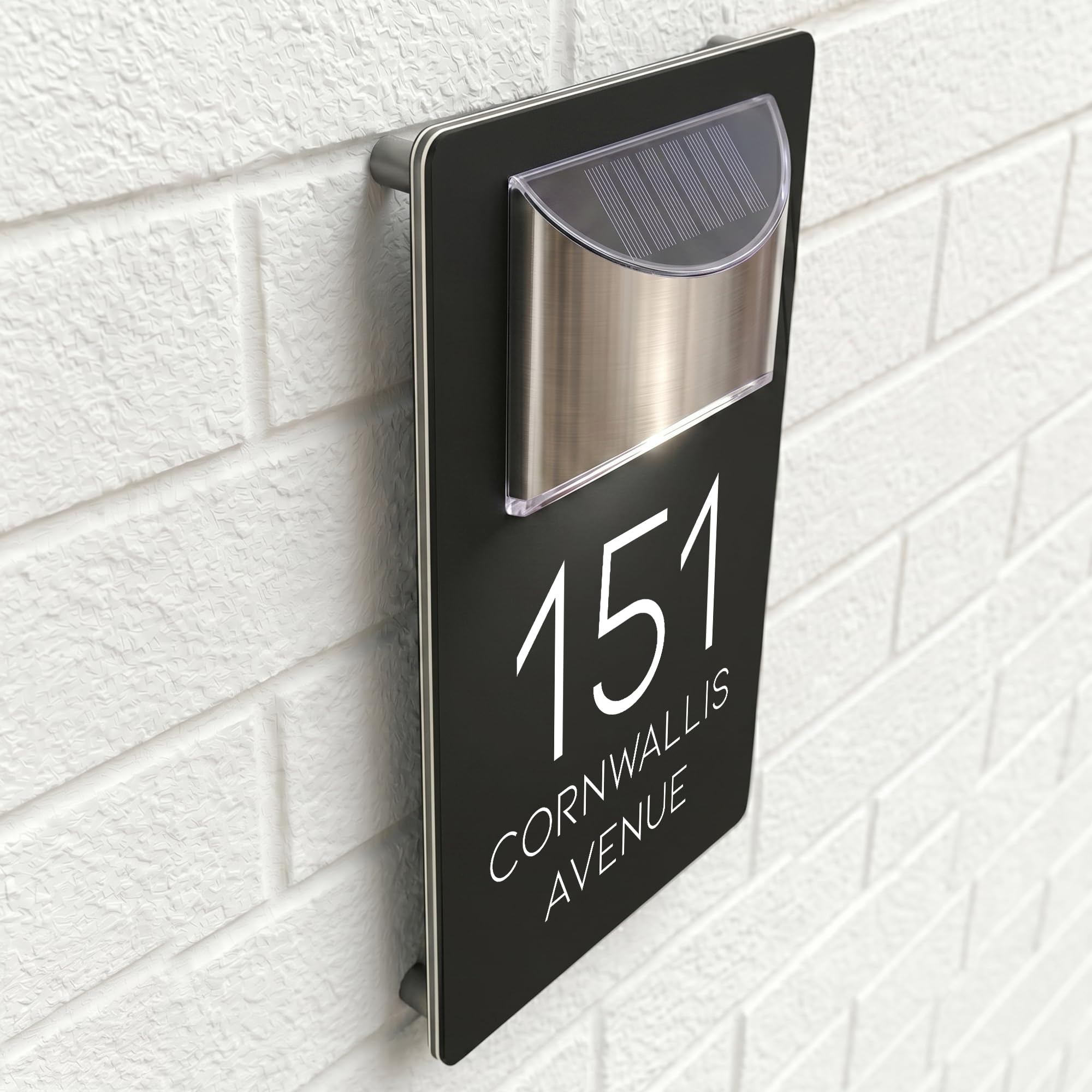 Housics Solar House Number Plaque, LED Door Sign, Black, 280mm x 160mm, Style 14 - Black, 200mm x 130mm - Image 2