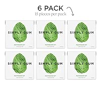 Vista 4 de SIMPLY Gum Peppermint, Plastic-Free Natural Chewing Gum, 6 Pack (90 Pieces) Vegan, Kosher, Non GMO, Aspartame Free and Sorbitol Free