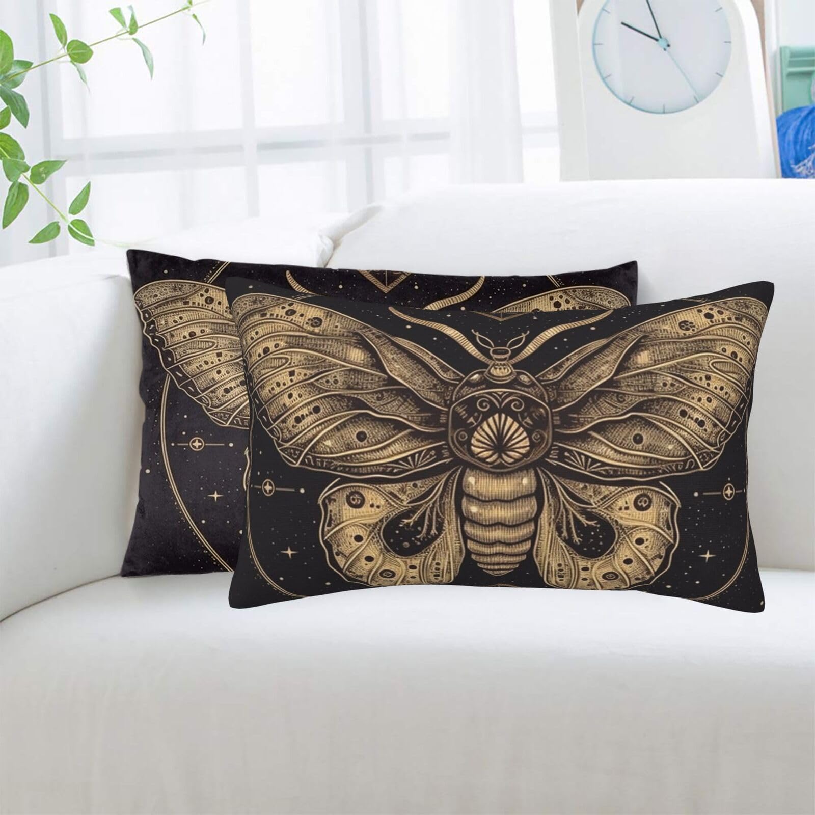 Moth Standard Pillowcases Sets of 2, Ultra Soft Microfiber Plush Pillow Cases 20"X30" Comfort Decorative Throw Pillow Cover with Hidden Zipper for Bedroom, Sofa, Couch