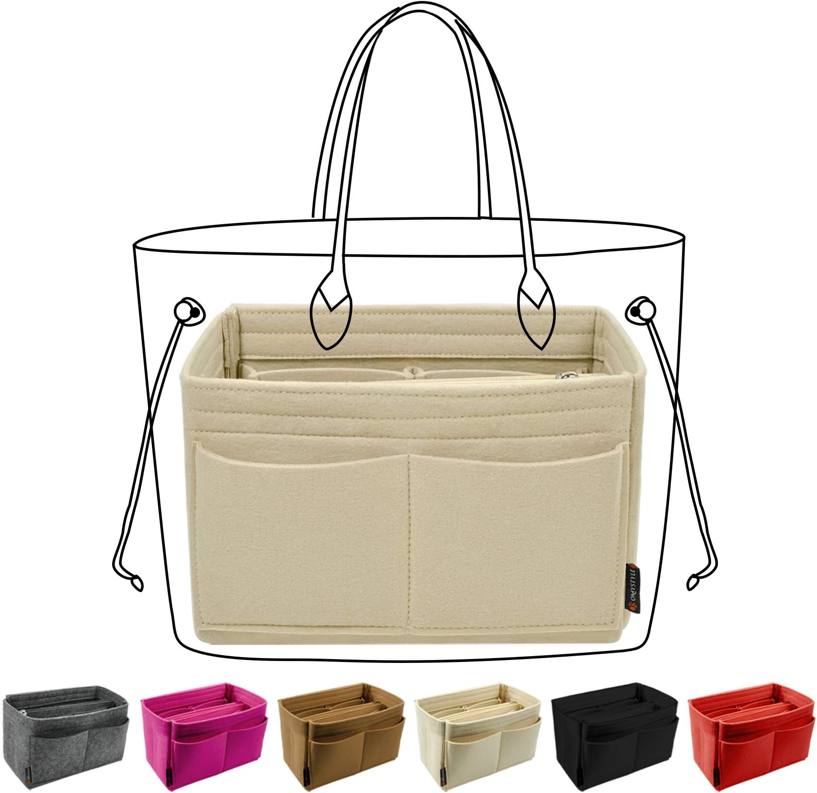 OMYSTYLEPurse Organizer Insert for Handbags, Felt Bag Organizer for Tote & Purse, Tote Bag Organizer Insert with 5 Sizes, Compatible with Neverful Speedy and More