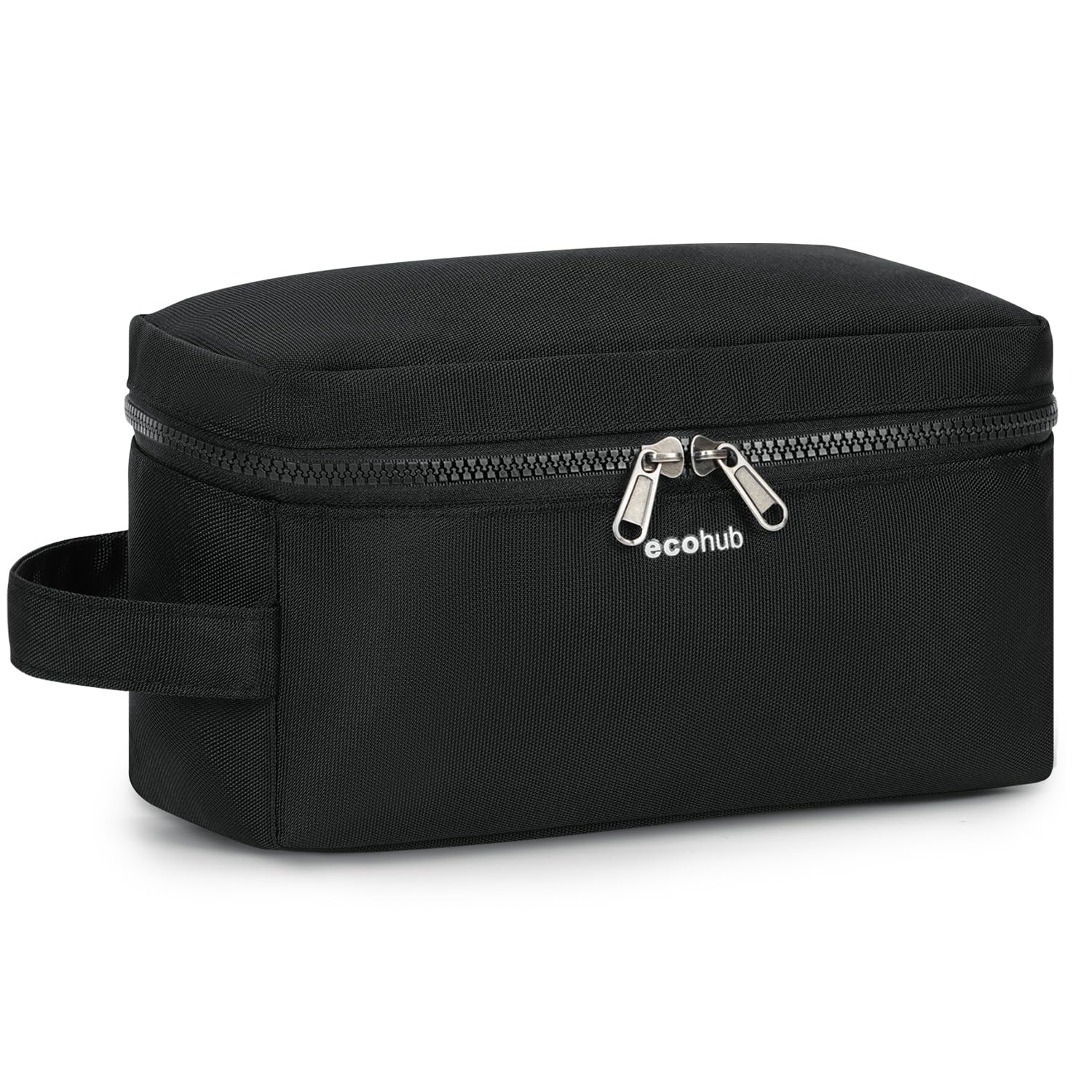 ECOHUB Neceser Hombre de Viaje, Impermeable Bolsa de Aseo, Bolsa Aseo con Separación Seco Húmedo, Neceser Organizador, Patente Pendiente(Negro-1)