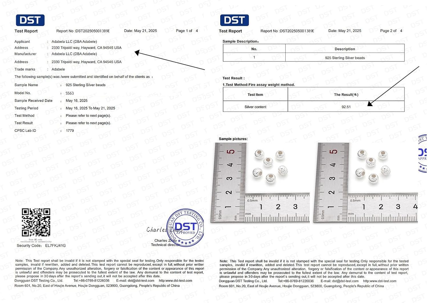 10pcs Adabele Authentic 925 Sterling Silver 6mm (0.24 inch) Sparkle Corrugated Loose Round Spacer Beads (Large Hole 2.5mm) for DIY Craft Jewelry Making SS63-6 - Image 5