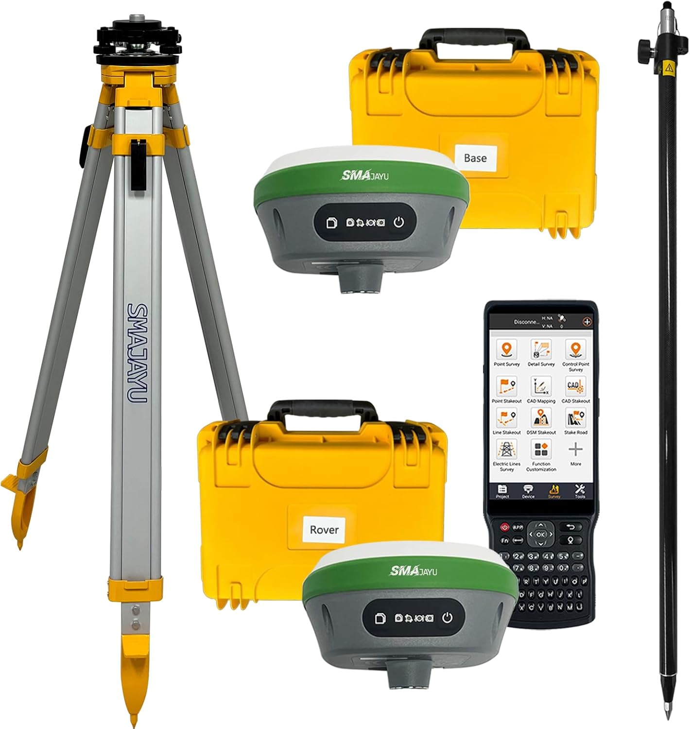 RTK GNSS Survey Equipment GPS Receiver IMU Rover & Base Handheld Collector Survey Software SMA26 Plus Static Survey (Include Pole, Tribrach, Tripod)