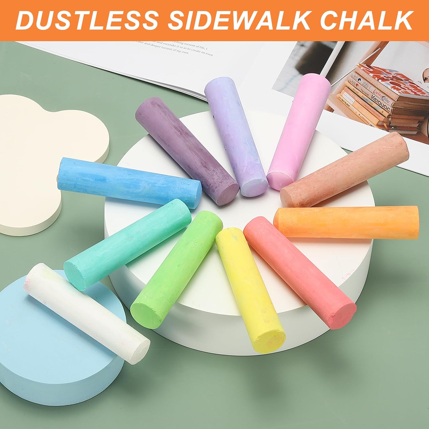 PATIKIL 10 PCS Dustless Chalk, White Sidewalk Chalk Large Solid Huge Washable Street Chalk for Outdoor Adults Painting Graffiti Art