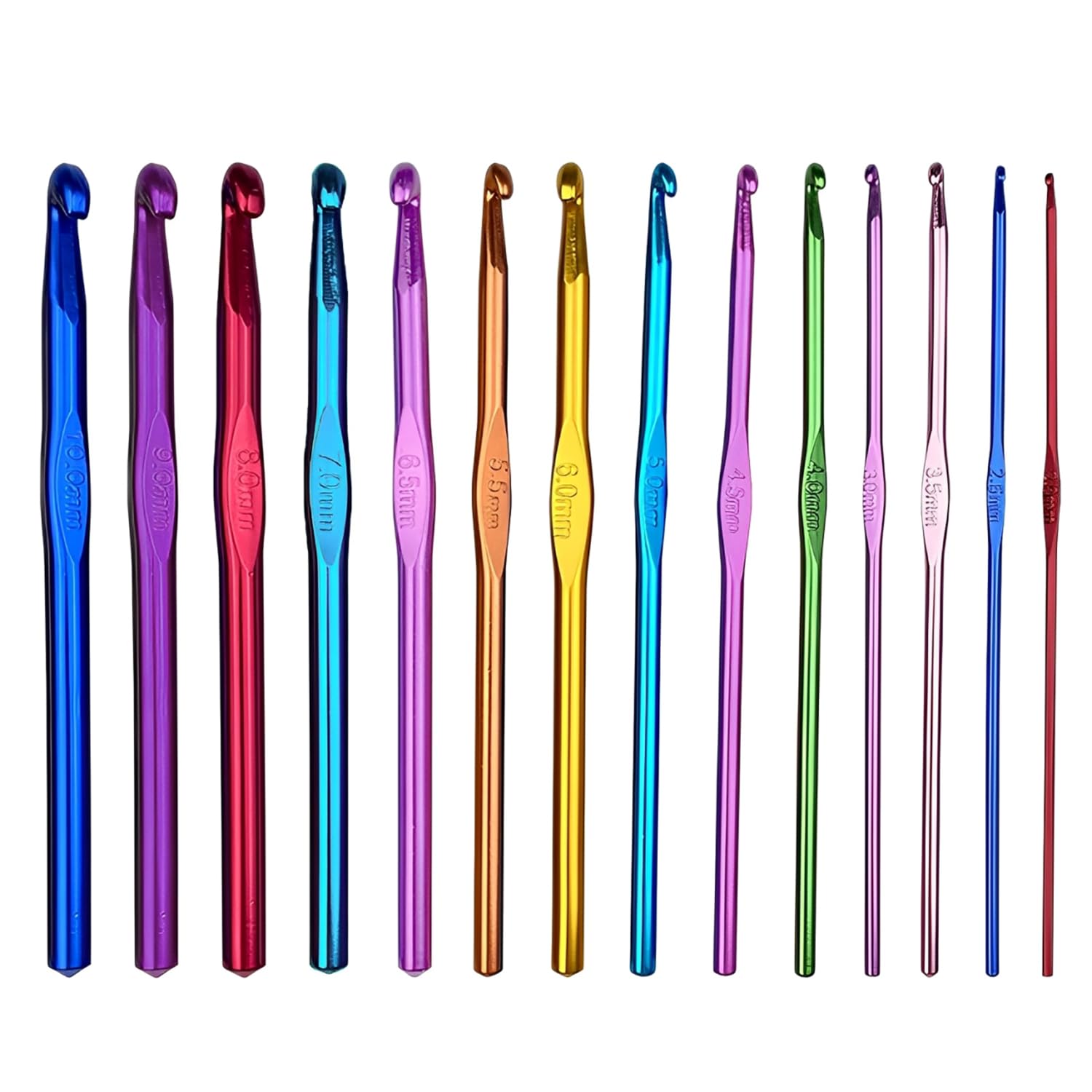 Haaknaaldenset, 14 stuks, kleurrijk, ergonomisch, zacht
