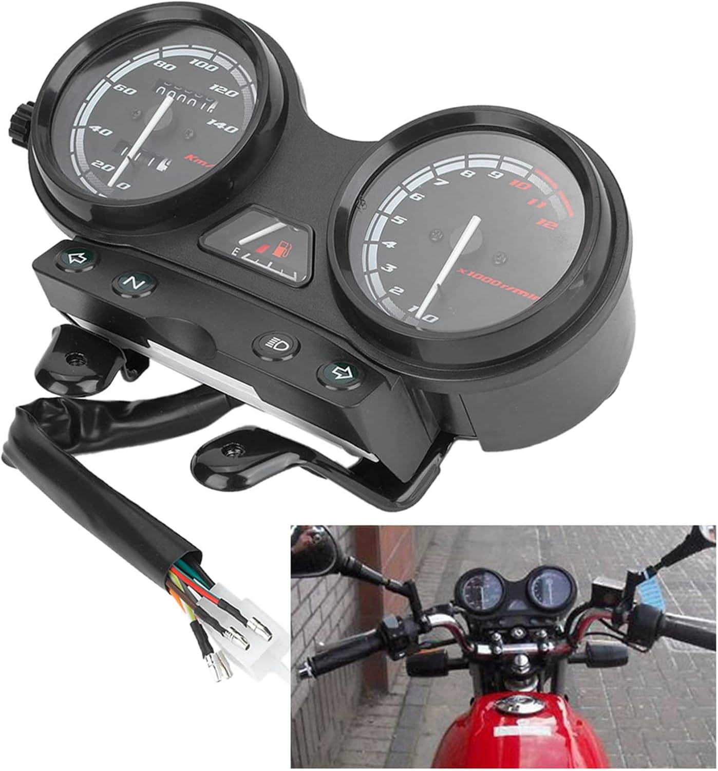 Acouto Motorcycle Instrument Gauge Motorcycle Digital Display Tachometer Speedometer Odometer Instrument Fit for YBR 125 2005-2009 European Edition II