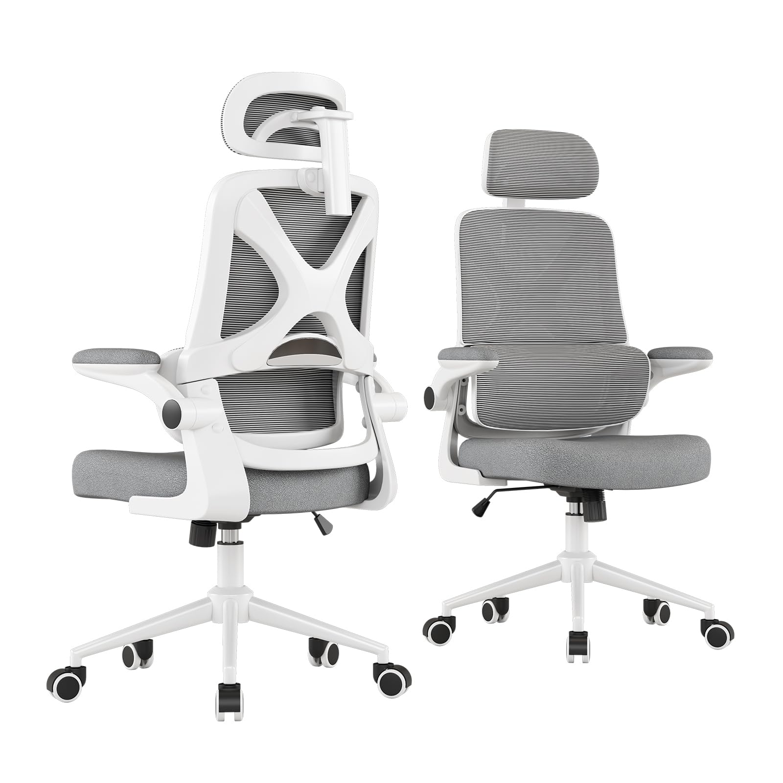 View 1 of *** PARTS ONLY ***
Ergonomic Office Chair - Desk Chair with Adjustable Headrest Lumbar Support Computer Chair - Mesh Comfy Chair with Flip-up Armrests - Gaming Chairs for Adults Home Office (White+Gray)