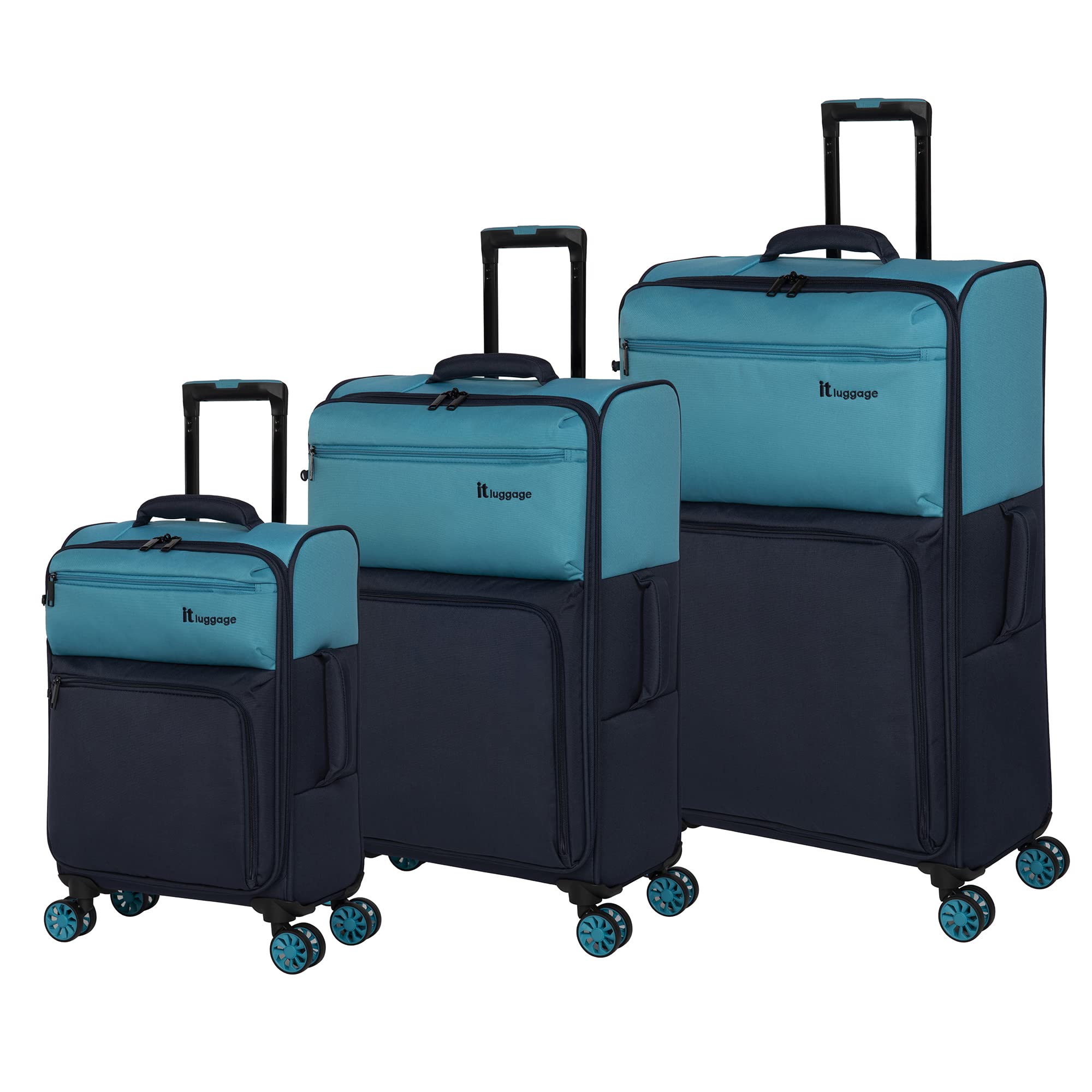it luggage DuoTone 3 Piece Softside 8 Wheel Spinner Set, Capri Breeze