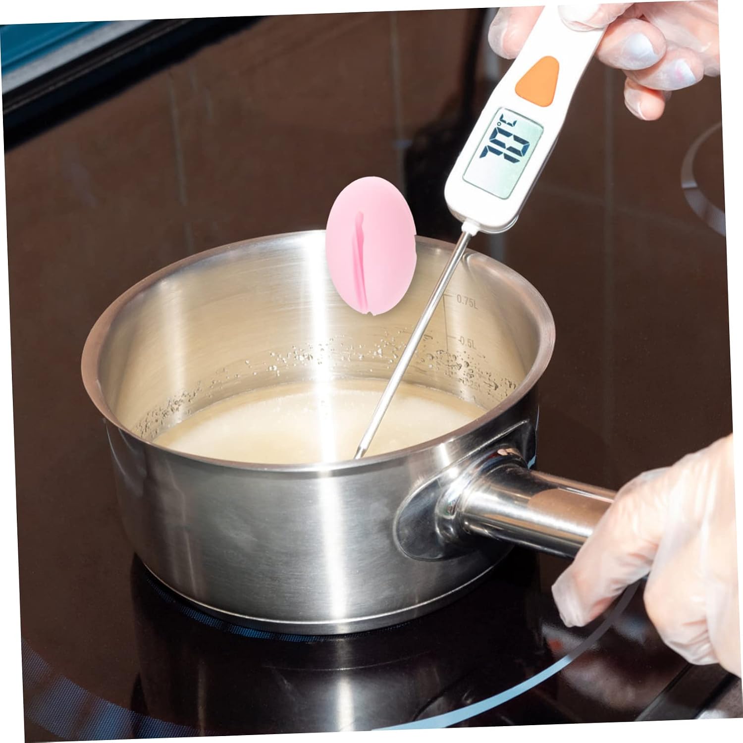 Pink Silicone Thermometer Pot Clip Holder for Candy Making