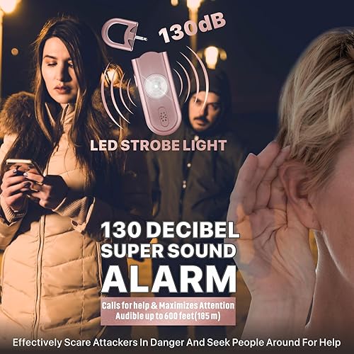 Miniatura 8 de Alarma personal de sonido seguro, alarma de seguridad de emergencia de 130 dB con luz LED estroboscópica SOS, sirena de seguridad de sonido personal