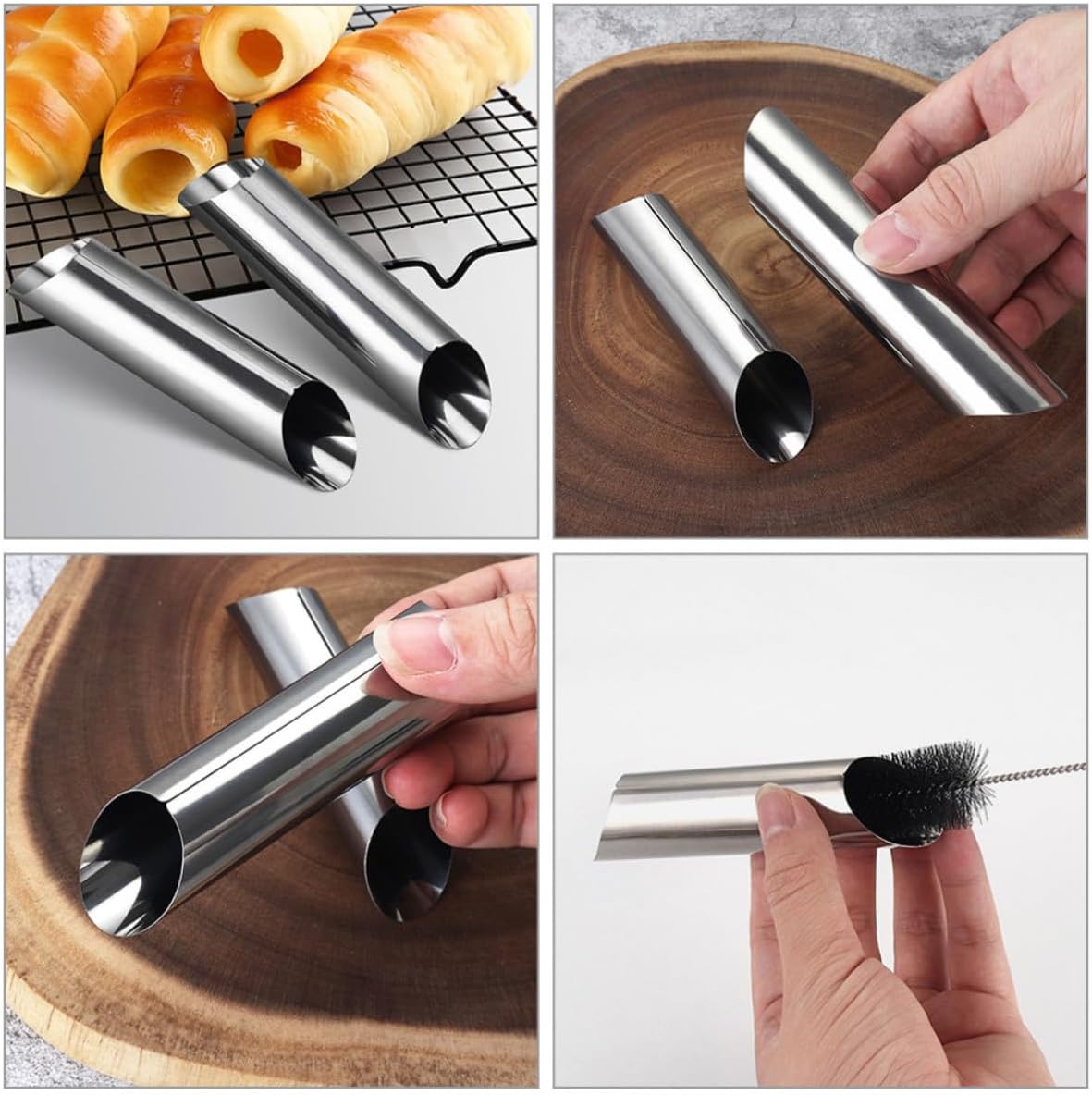 TOYANDONA 30pcs Stainless Steel Cream Horn Molds for Baking Reusable