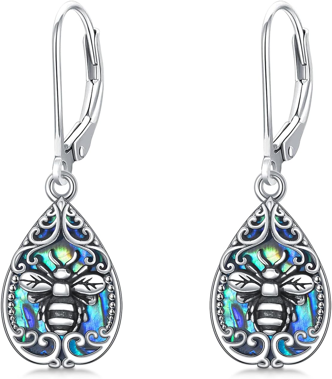 PELOVNY Dragonfly Butterfly Bee Hummingbird Earrings for Women 925 Sterling Silver Filigree Abalone Shell/Black Onyx Earrings Birthday Christmas Jewelry Gifts for Mom Daughter Wife Sister