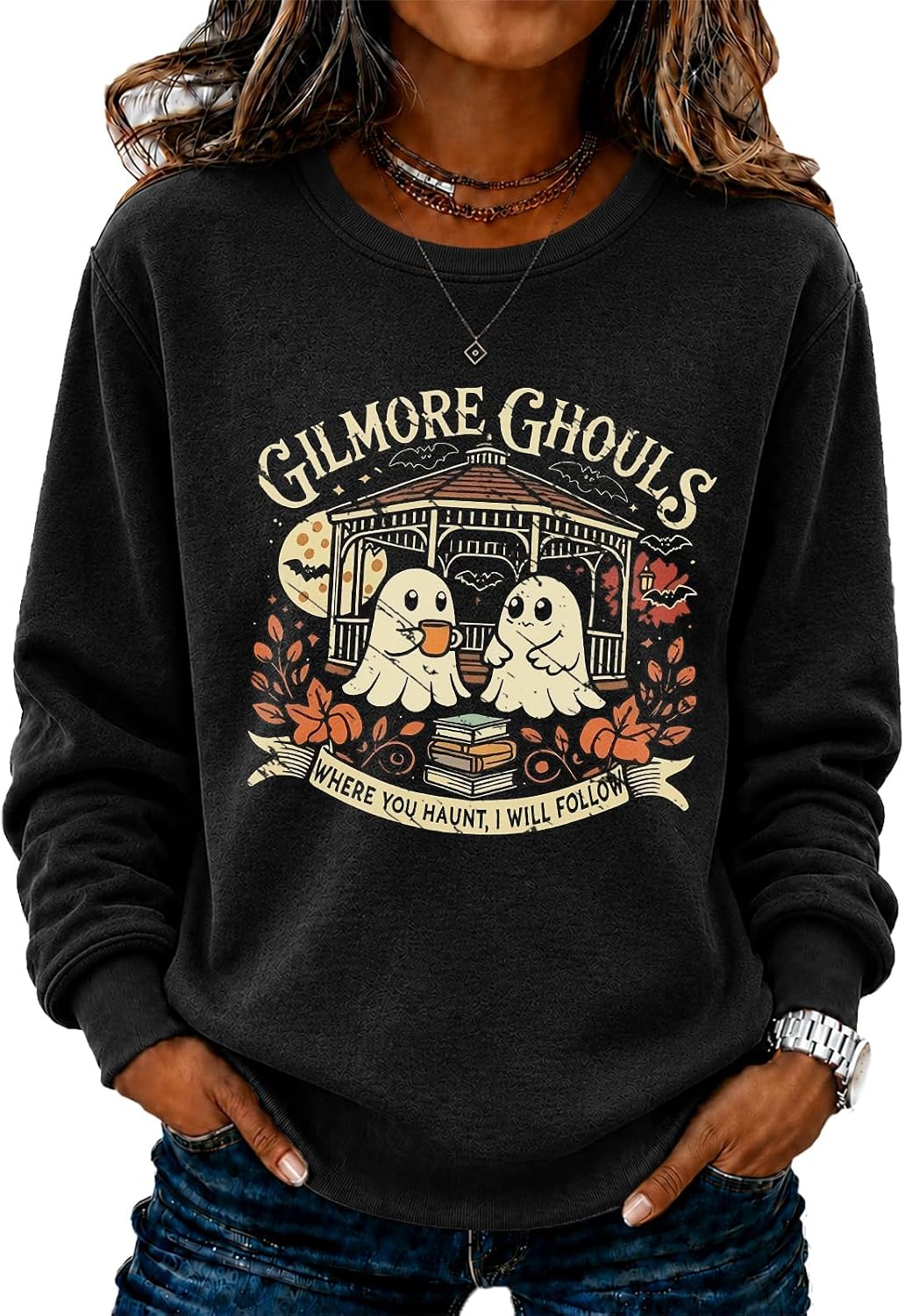 Women's Fall Halloween Graphic Sweatshirt Crewneck Pullover