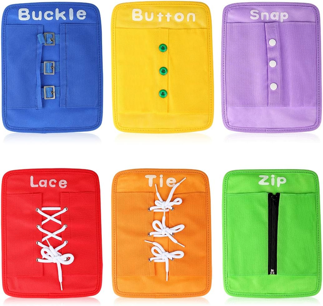 YHZAN Learn to Tie Your Shoes Dressing Board Montessori Mobile Sensory Board Travel Therapist Life Skills Development Toy - Zip,Button,Snap,Buckle,Lace & Tie for Preschool Toddler 2-8 Years Old