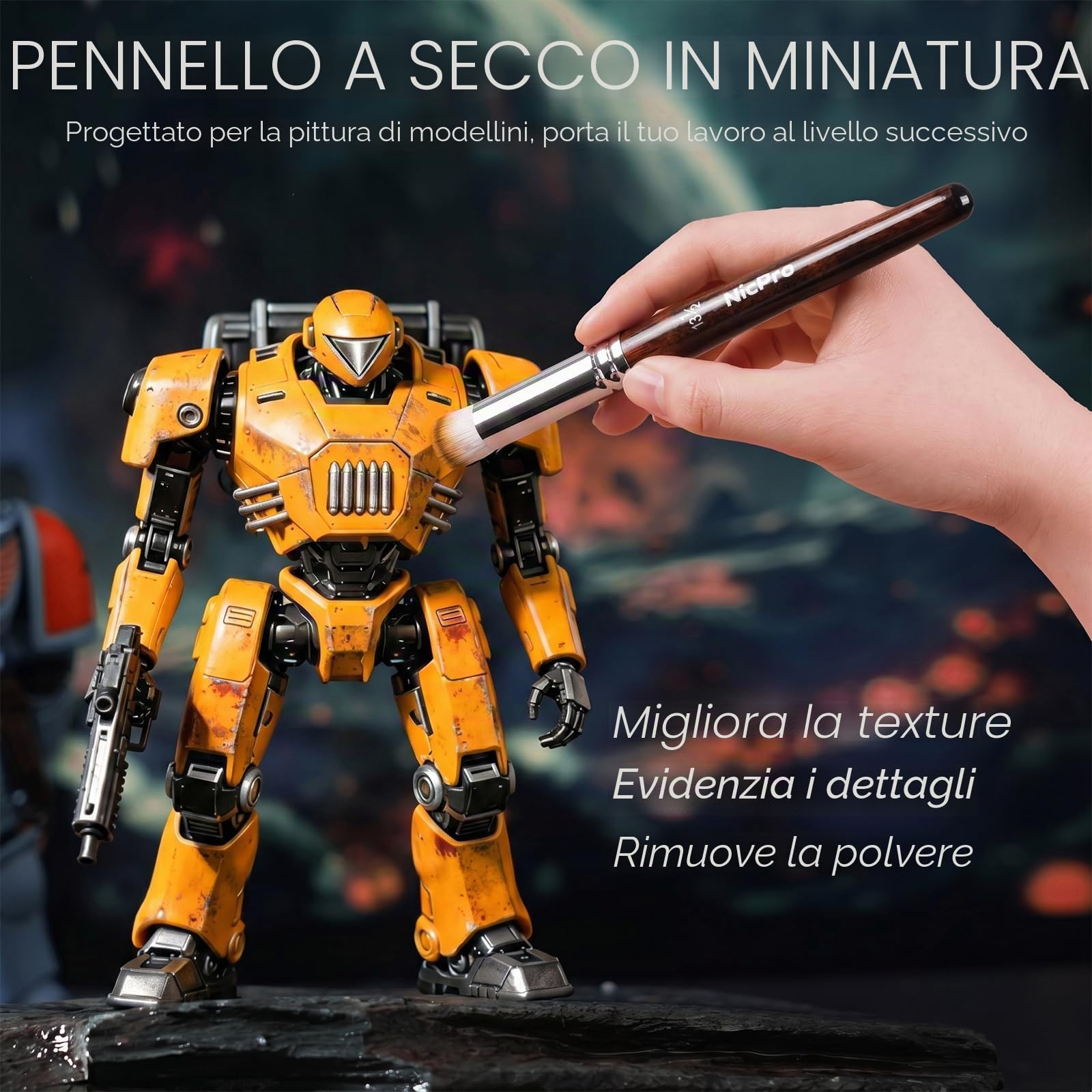 Nicpro pennelli per dipingere in miniatur, pennello asciutto, 21 pennelli pittura modello con rullo di stoffa per acrilico, acquerello, pennello di dettaglio pennello asciutto per modello