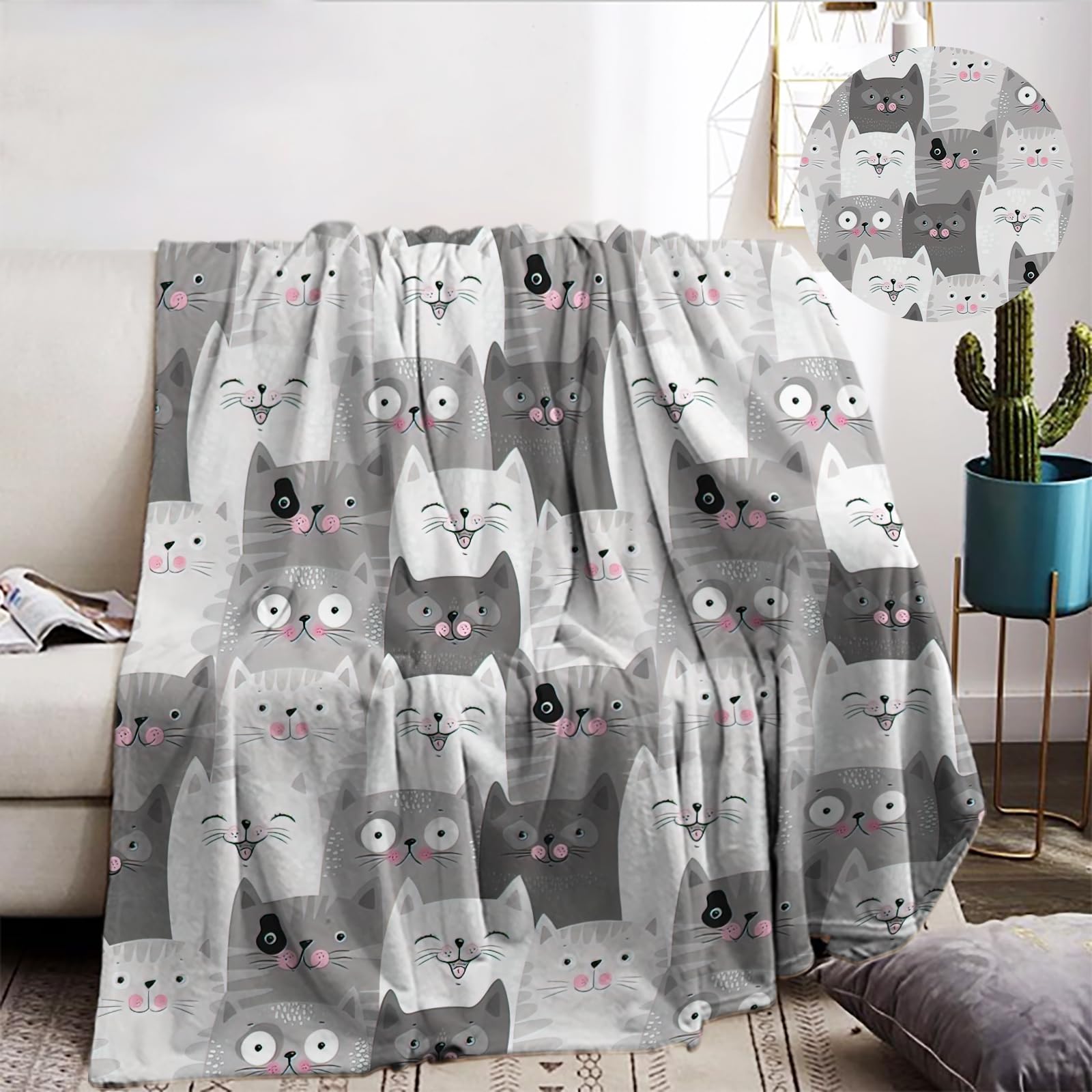 Couverture pour chat plaid polaire douce chaude jeté de canapé lit