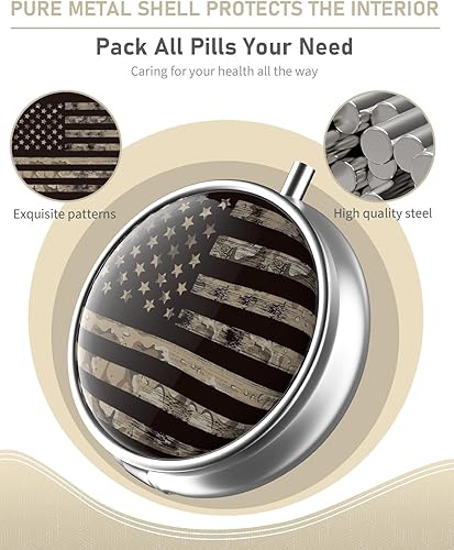 Miniatura 4 de Weaninyiu Pastillero, pequeño estuche de metal para bolso y bolsillo, 3 compartimentos, lindo organizador portátil de medicamentos, pastillero para