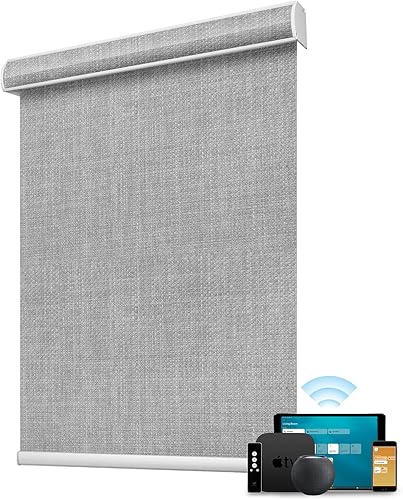SmartWings Persiana motorizada compatible con Homekit con rosca, persianas inteligentes 100% opacas con control remoto, persiana enrollable