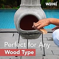 Vista 5 de Wiosi Chiminea Pequeña Chimenea Exterior Gris – Chimineas de Arcilla con Tapas de Lluvia para Chimenea y Soportes de Metal Sólido – Mini Chimenea