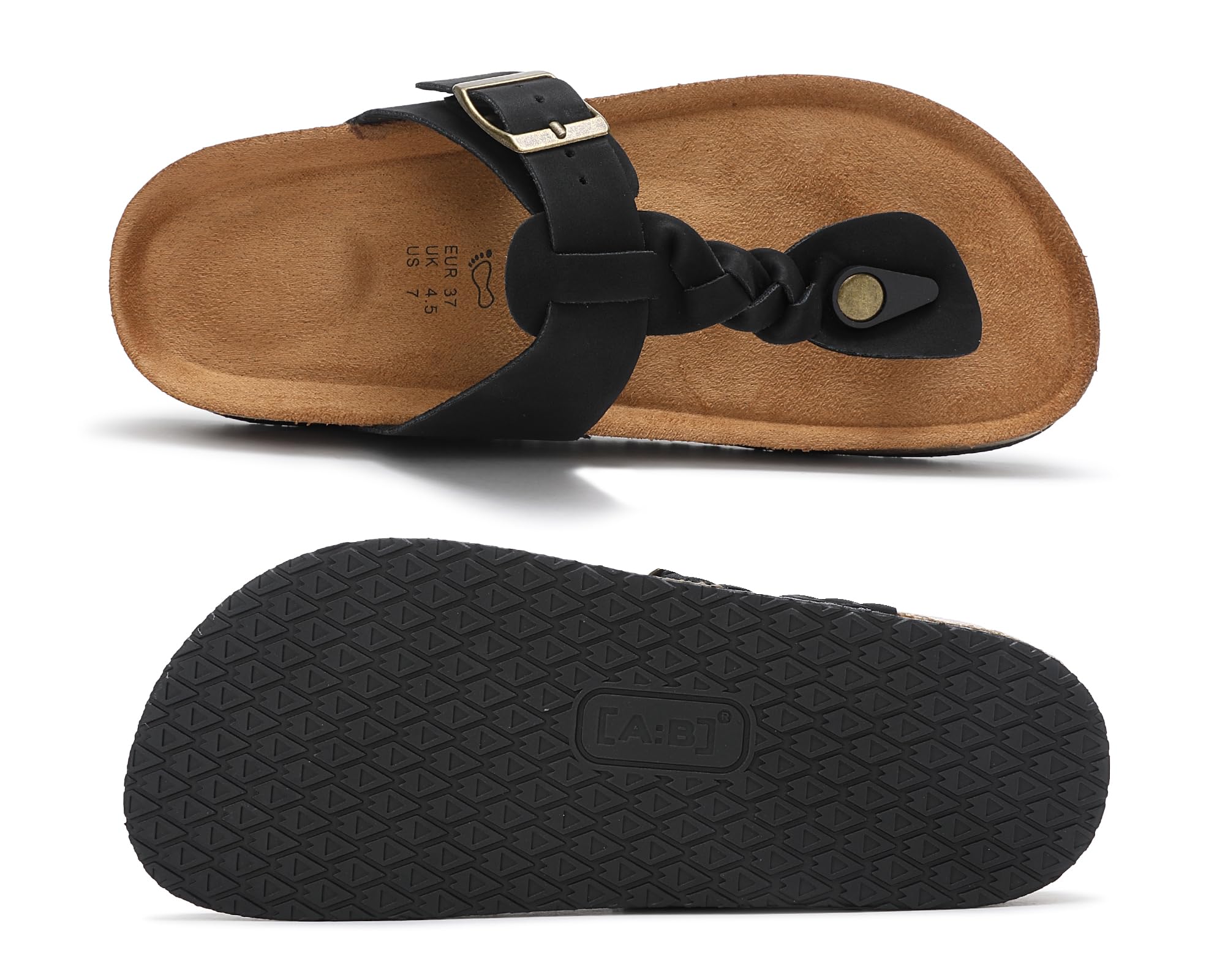 ARRIGO BELLO Tongs Femmes Chaussons Semelle Intérieure Liège Lanières Boucles Réglables Sandales d'été avec Soutien Voûte Plantaire Tailles EU 36-41